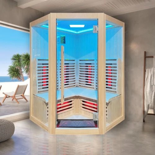 Corner Indoor Infrared Sauna Cabin with Wraparound Bench CSA-277 product view 1