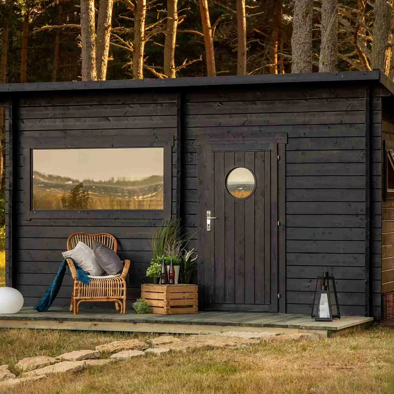 Wood Panoramic Glass Sauna Room for Outdoor Lounge Projects product image
