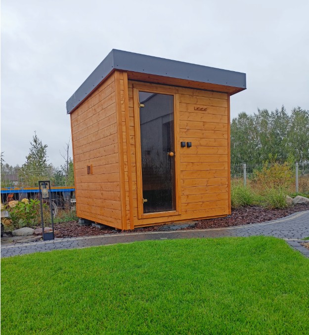 Compact Outdoor Sauna Cabin with Black Roof CSA-227 Main view