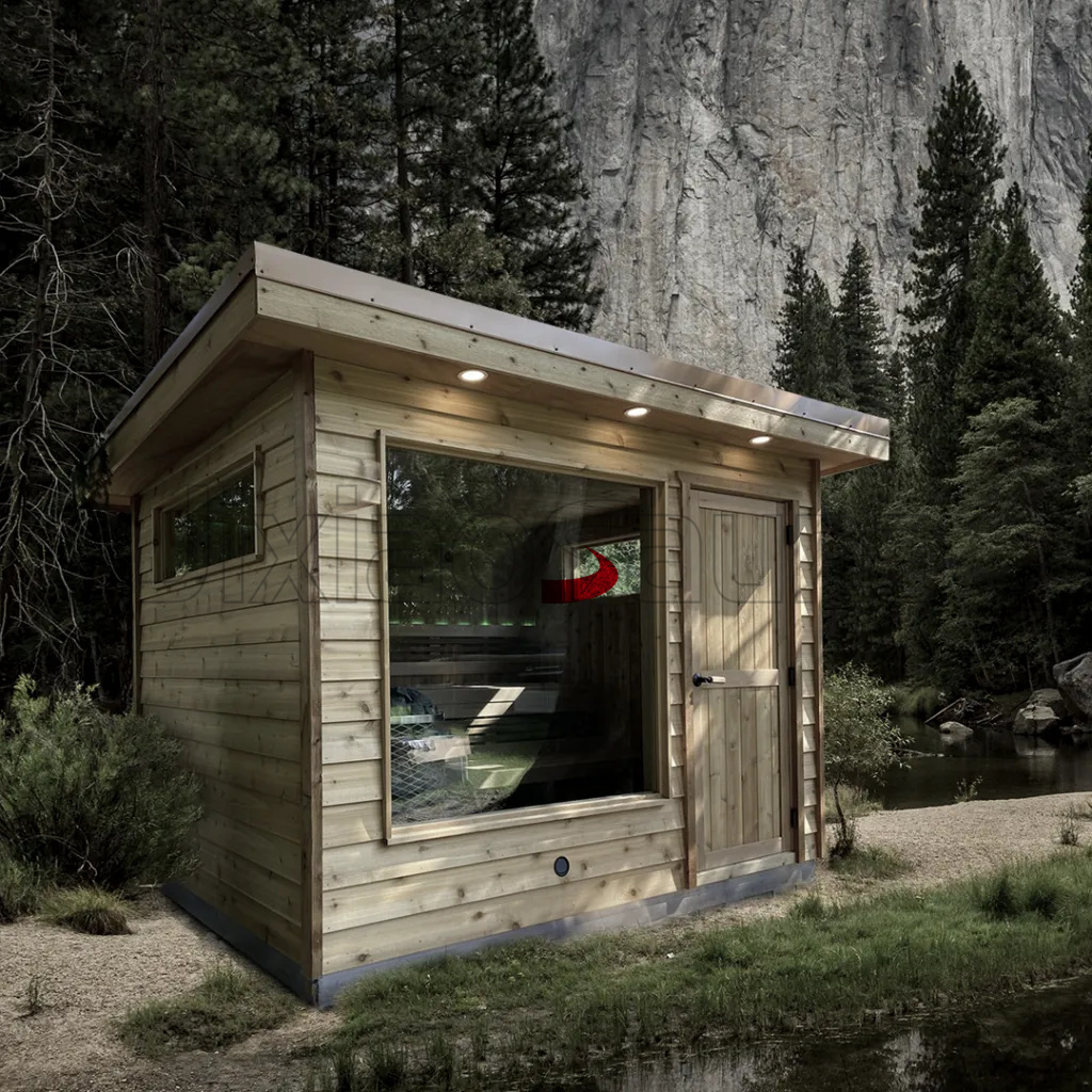 Compact Brown Finish Outdoor Sauna House product image