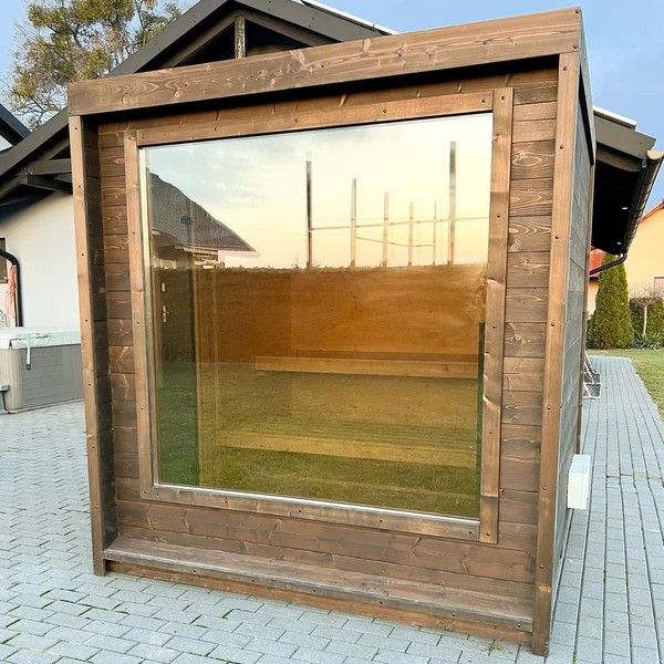 Contemporary Backyard Sauna Pod with Panoramic Glass Wall product image