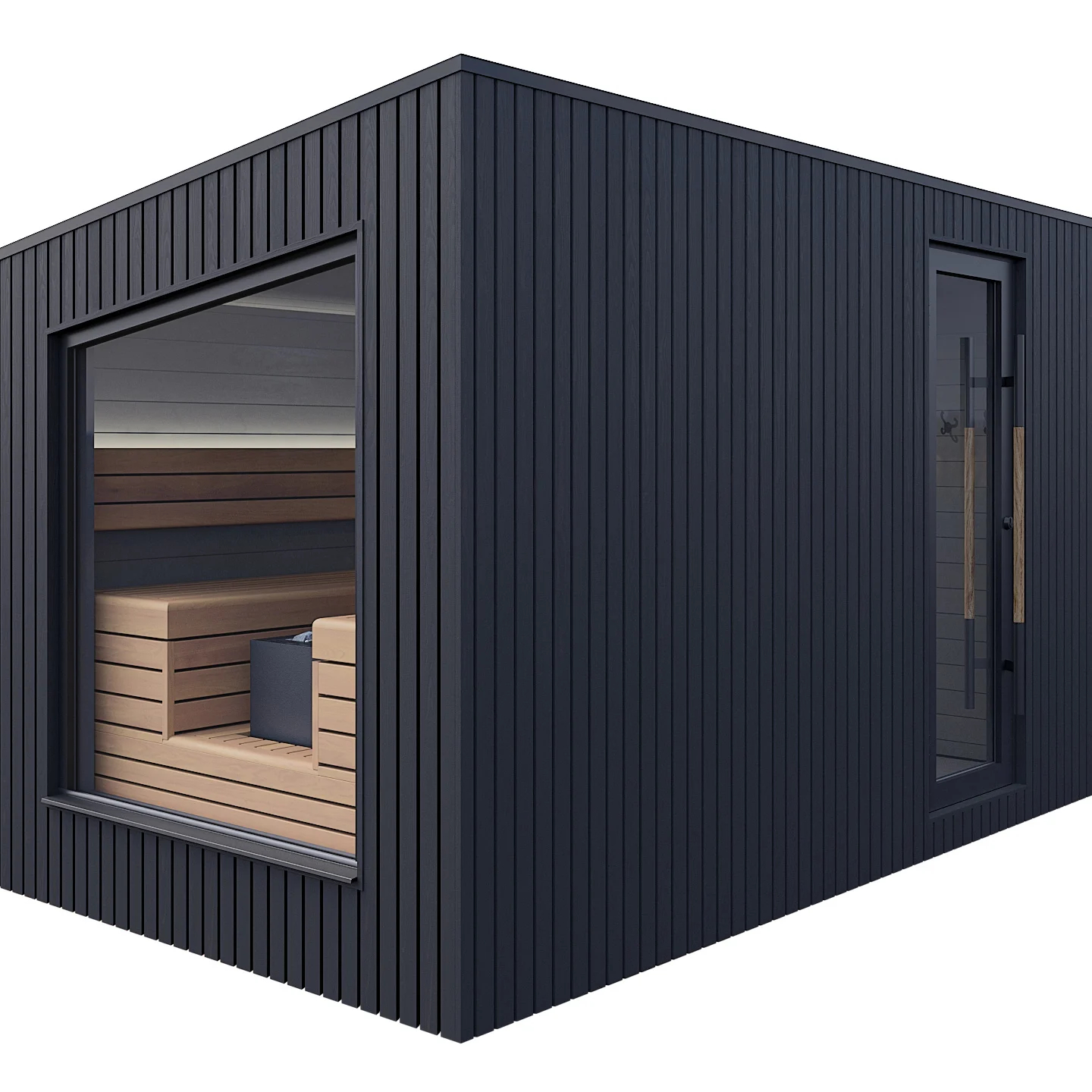 Contemporary Garden Sauna Room with Tall Glass Front and Wood Trim product image