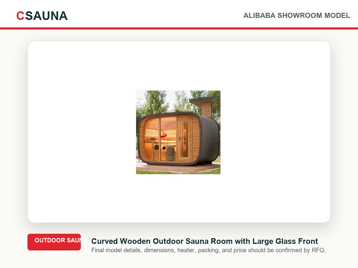 CSauna Curved Wooden Outdoor Sauna Room with Large Glass Front product image