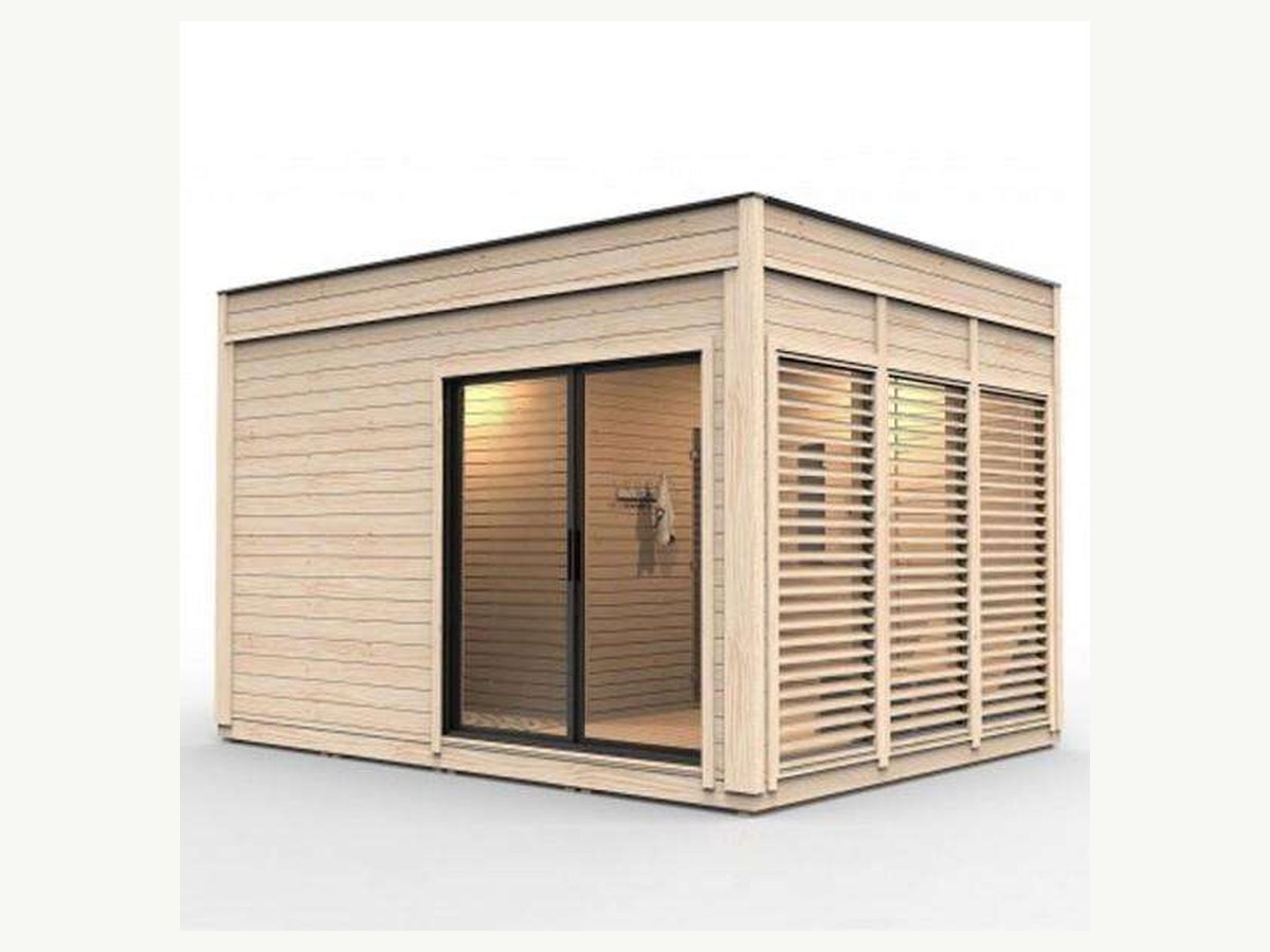 CSA-03 Cube Red Cedar Sauna with Sliding Glass Door