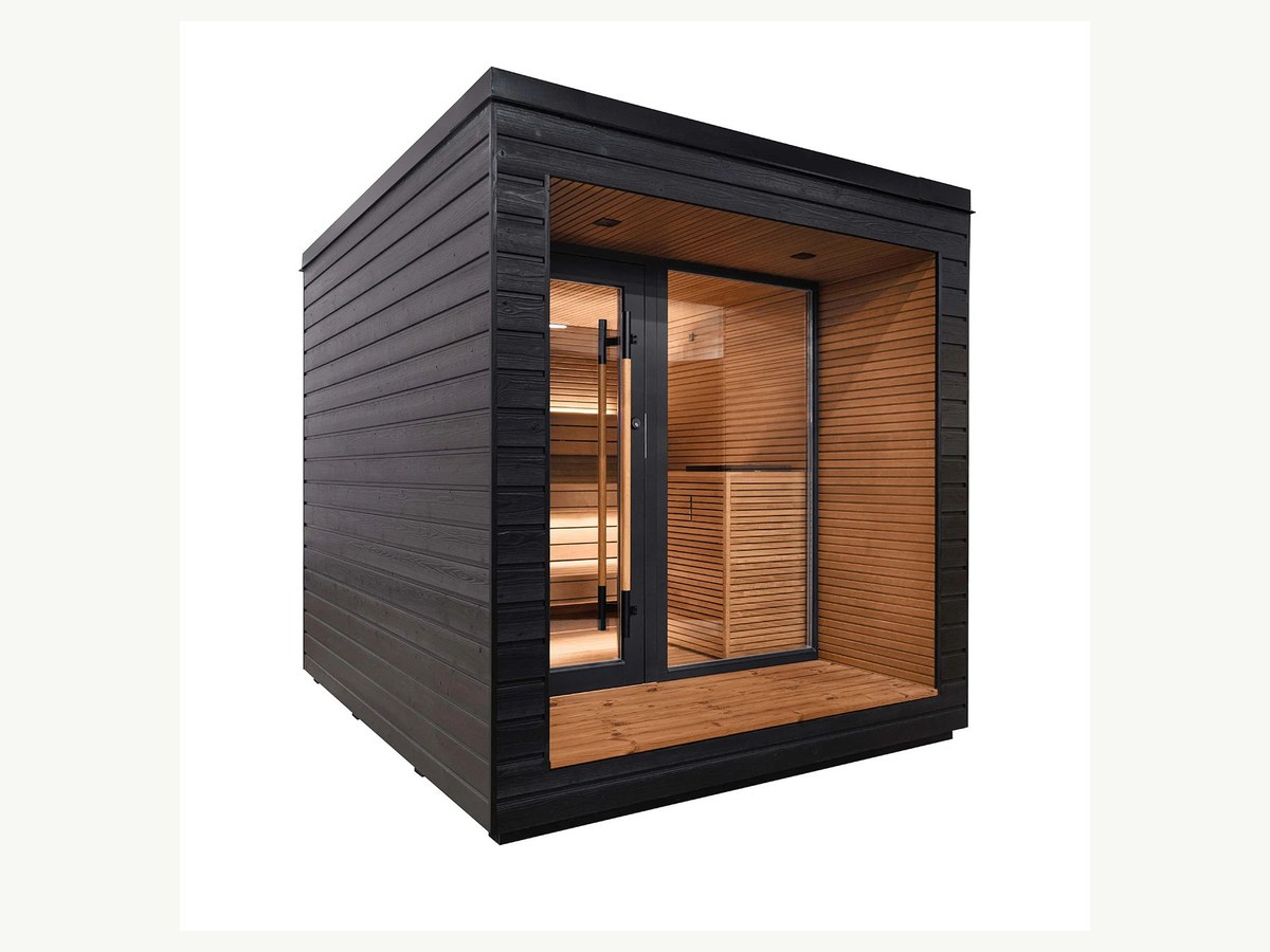 CSauna Deluxe Black Wooden Sauna Cabin with Transparent Glass for Outdoor Relaxation product image