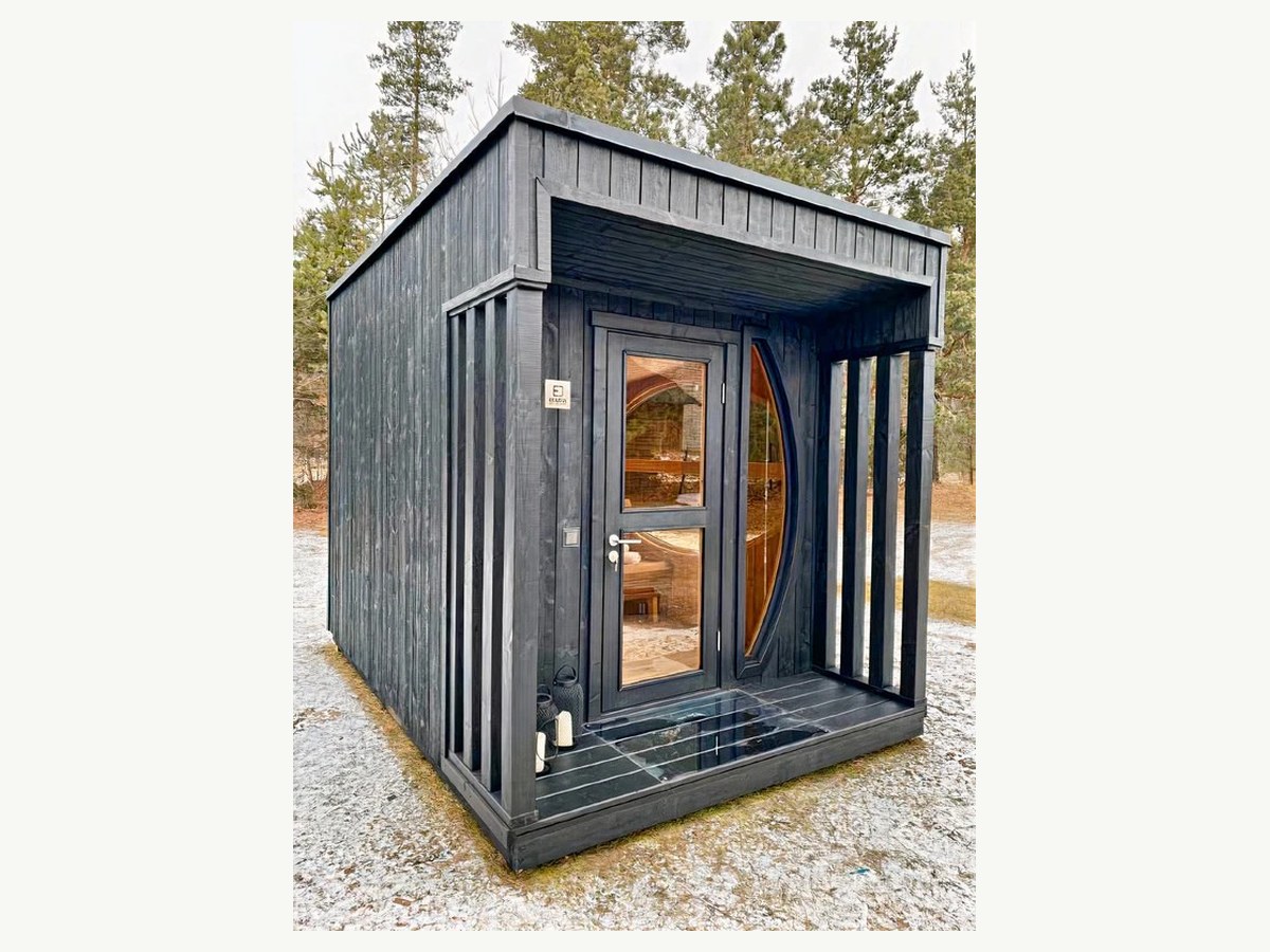 CSauna black cube sauna cabin model for dealer showroom planning