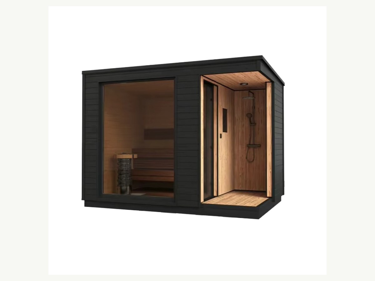 CSauna Outdoor Prefab Wood Sauna Cabin With Side View Glass, Separate Shower & Tiered Benches For Home Backyard Spa Use product image