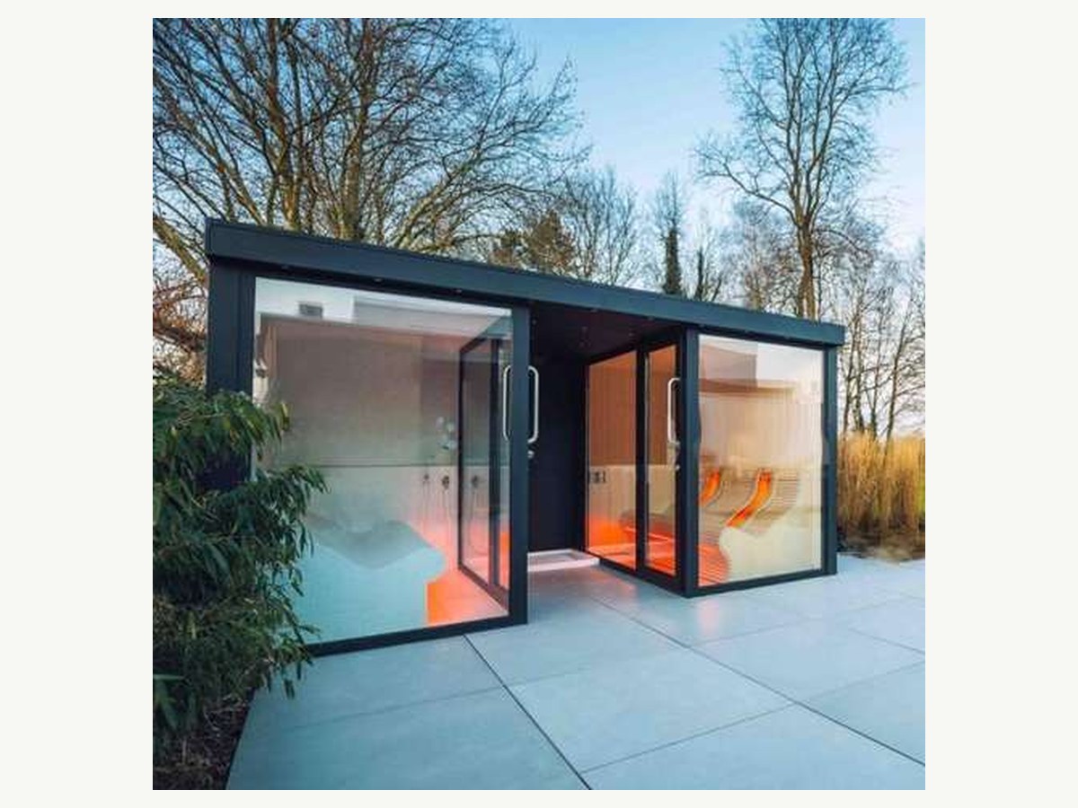 CSauna Weatherproof Dual-space Red Cedar Outdoor Spa Cabin Full Glass Wall Woodburning Heating 1 Year Warranty for Garden Sauna product image