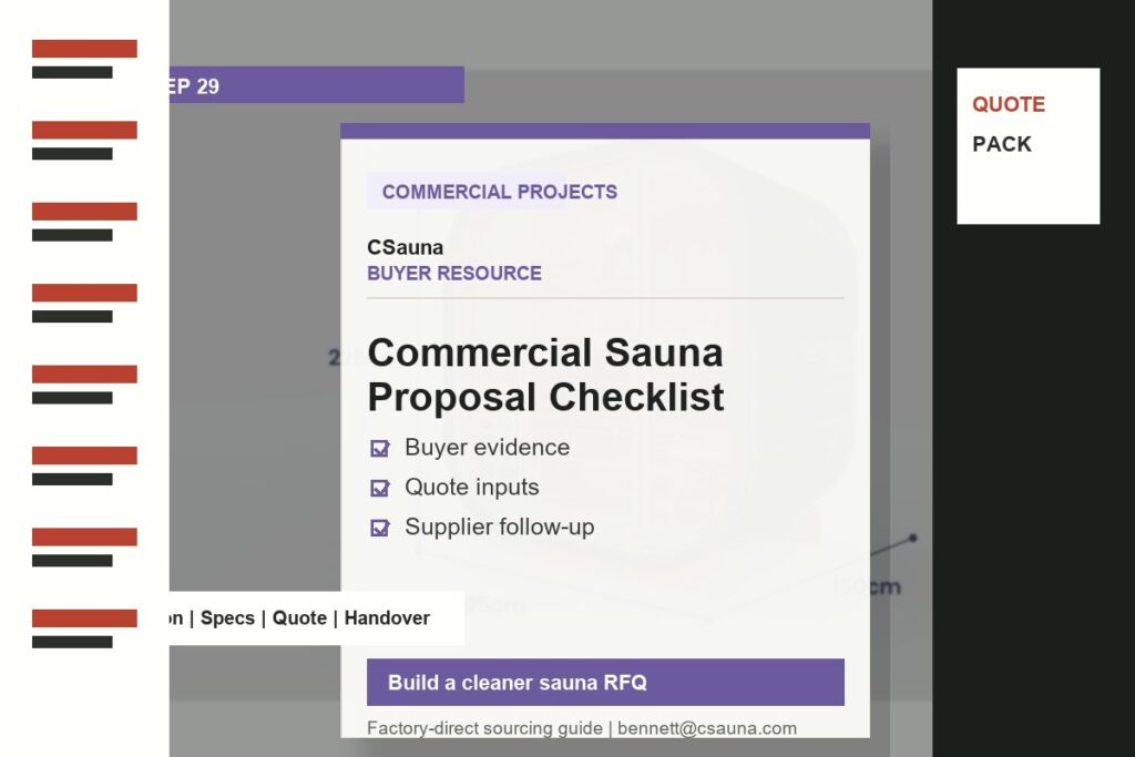 CSauna buyer resource cover for Commercial Sauna Proposal Checklist with sauna RFQ and inspection planning cues