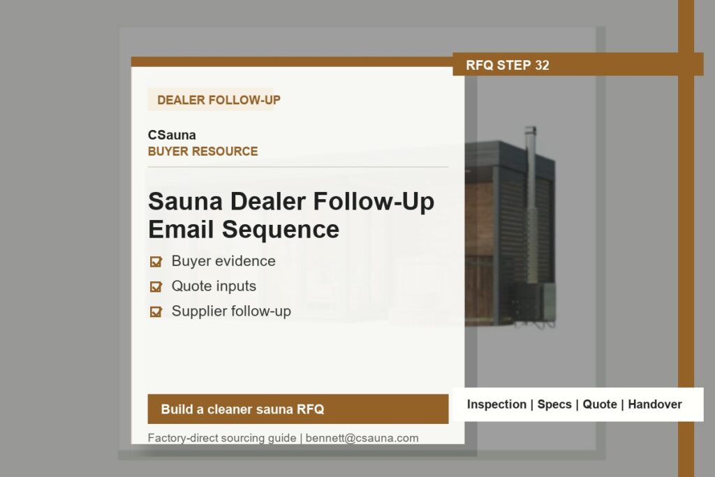 CSauna buyer resource cover for Sauna Dealer Follow-Up Email Sequence with sauna RFQ and inspection planning cues