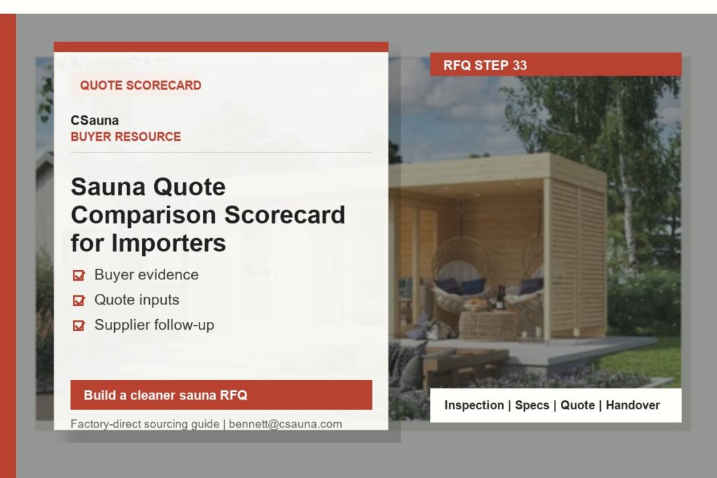 CSauna buyer resource cover for Sauna Quote Comparison Scorecard for Importers with sauna RFQ and inspection planning cues