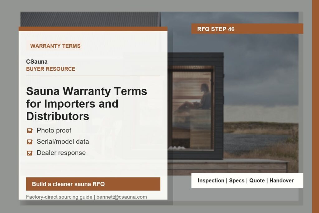 CSauna buyer resource cover for Sauna Warranty Terms for Importers and Distributors with sauna RFQ and inspection planning cues