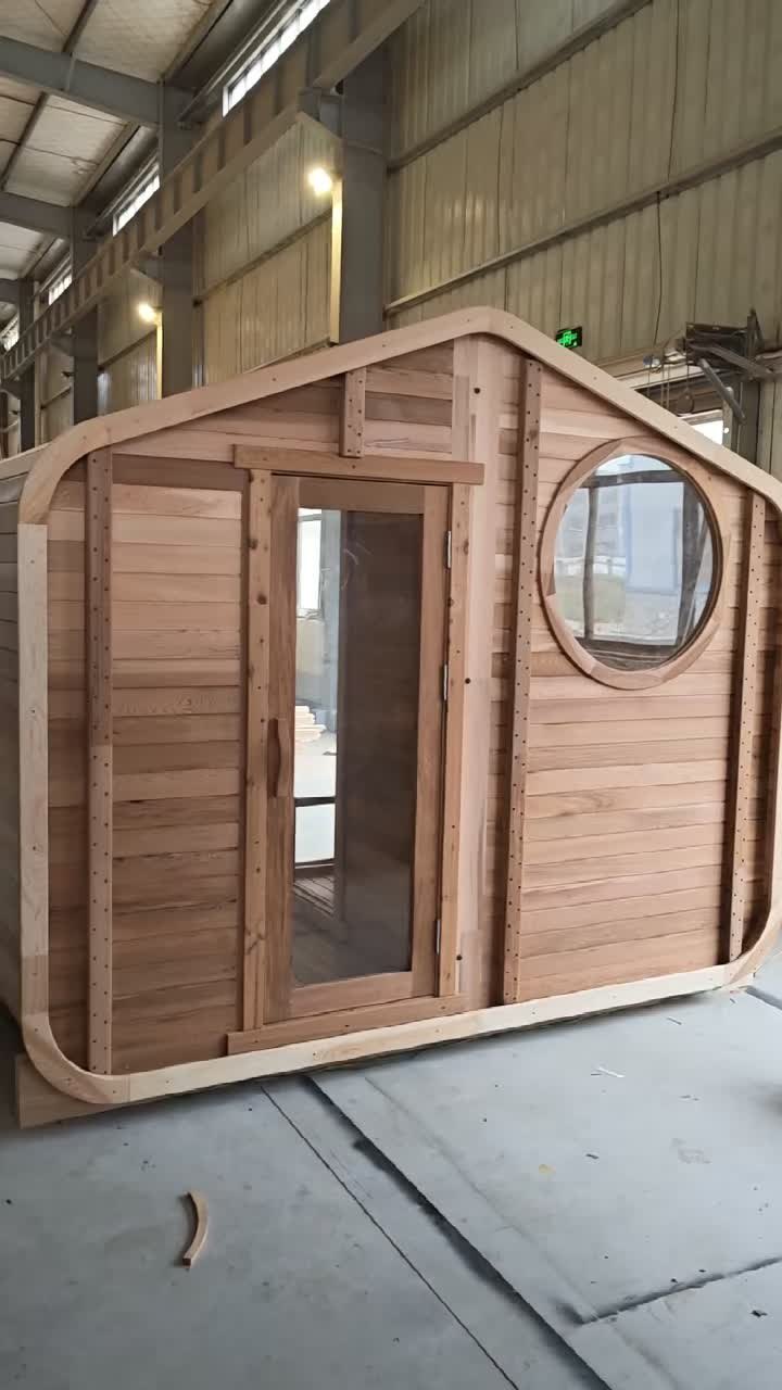 Cabin sauna product display inside CSauna factory