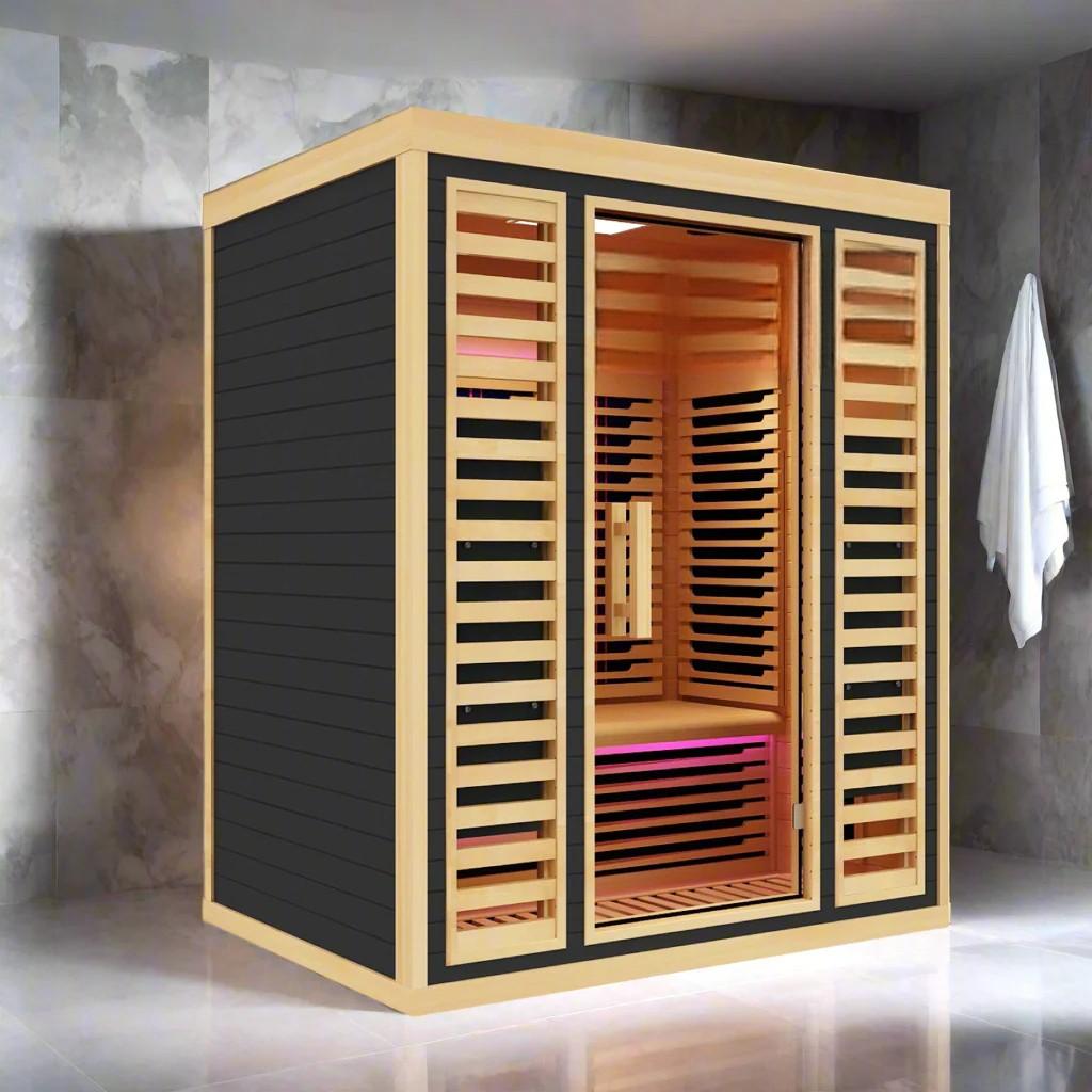 Single Person Hemlock Indoor Infrared Cabin Sauna with LED Lighting product image