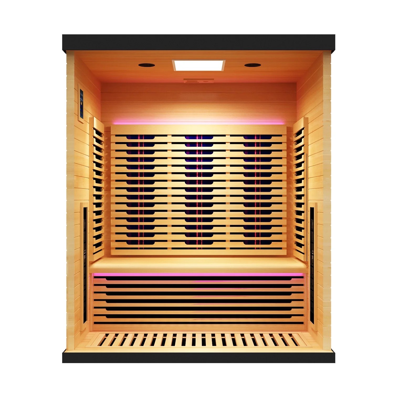 1 Person Hemlock Indoor Infrared Cabin Sauna with LED Lighting CSA-577 Exterior angle