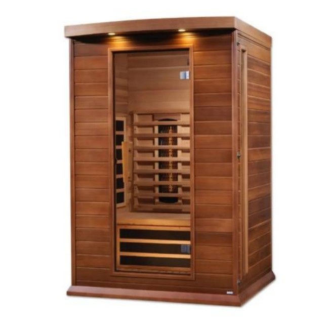 Compact Red Cedar Low EMF Infrared Cabin Sauna for 1-2 Person Use CSA-579 Interior view