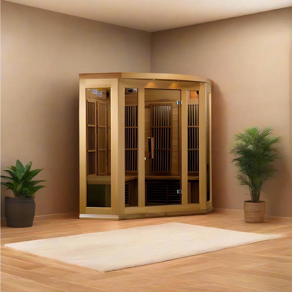 2 Person Wood Infrared Sauna Cabin with Full Front Window CSA-580 Side profile