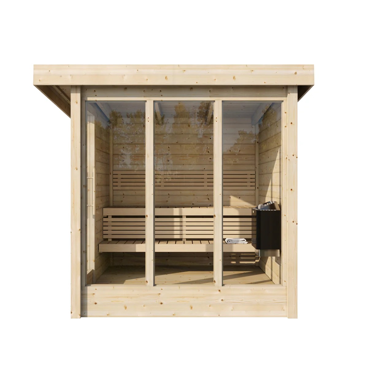 Outdoor Wood Cabin Sauna CSA-582 Door and glass