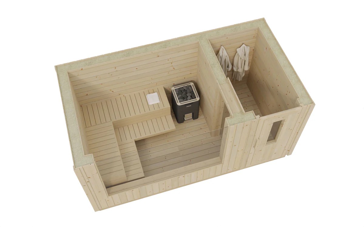 Cabin Sauna with Covered Porch CSA-583 Exterior angle