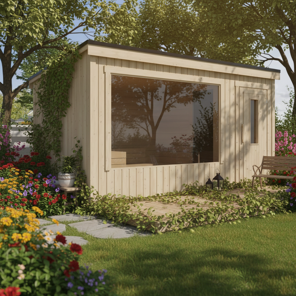 Cabin Sauna with Covered Porch CSA-583 Side profile