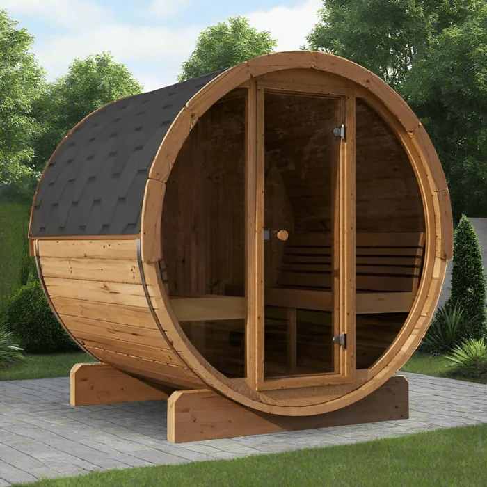 Family Cedar Barrel Sauna With Full Glass Door product image