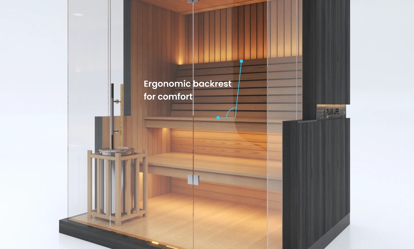 3 Person Seamless Indoor Far Infrared Sauna Room CSA-585 Side profile