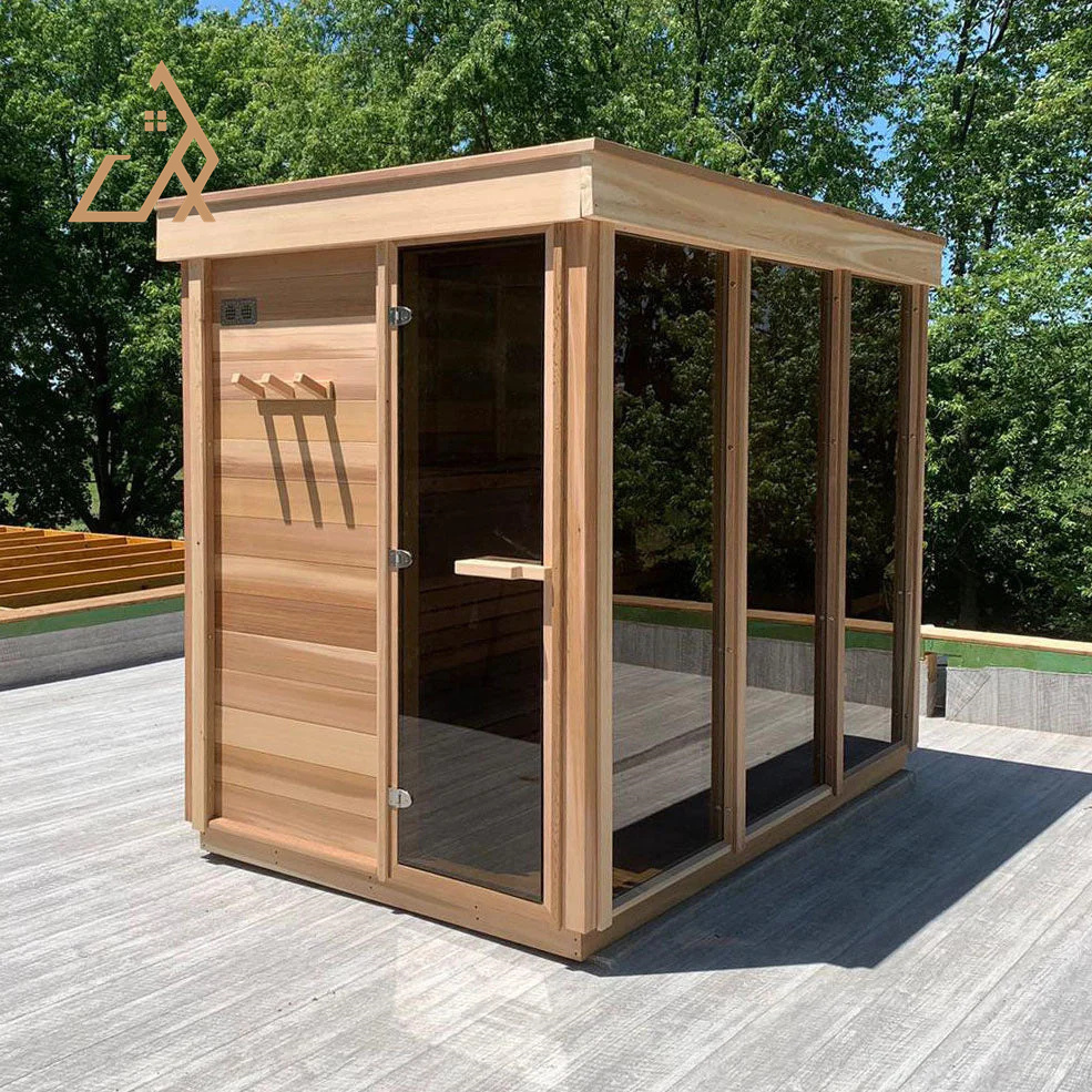 Red Cedar Infrared Barrel Sauna CSA-586 Exterior angle
