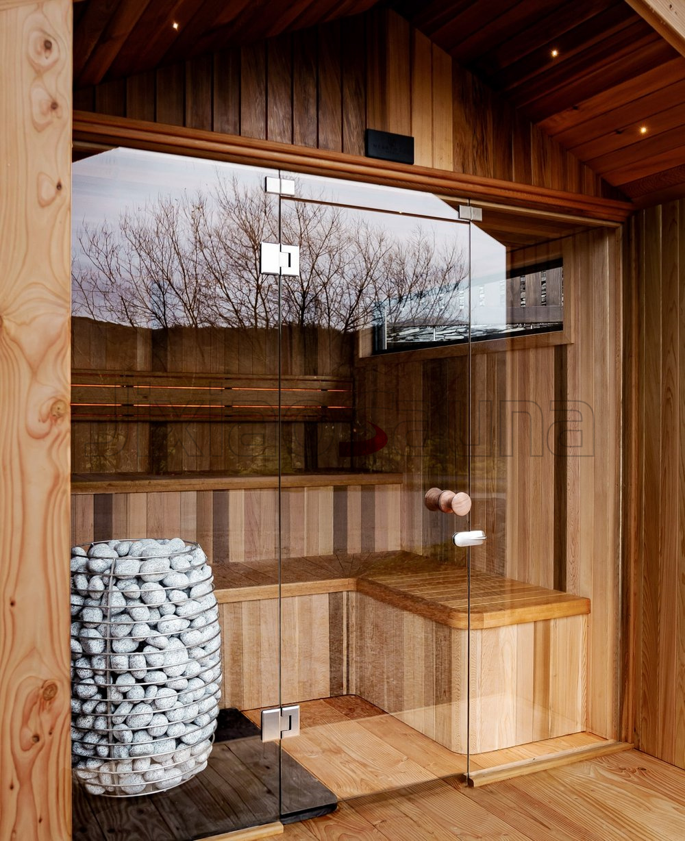 Cedar Steam Room Sauna with Outdoor Garden Layout CSA-591 Side profile