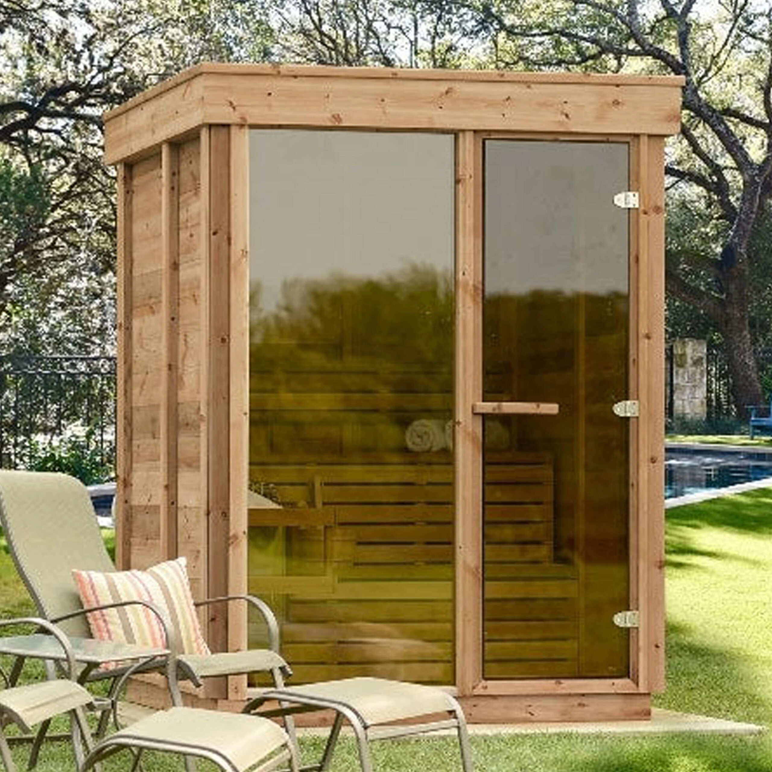 Hemlock Outdoor Steam Sauna CSA-593 Exterior angle