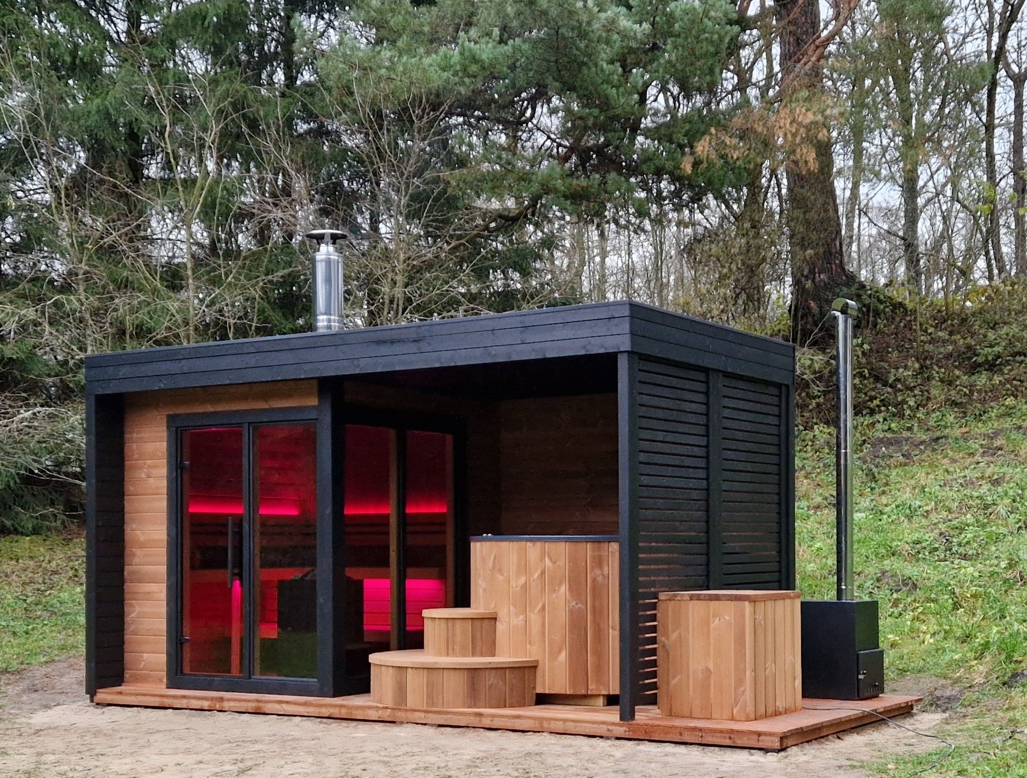 Modern Outdoor Sauna Room with Glass Facade CSA-594 Door and glass
