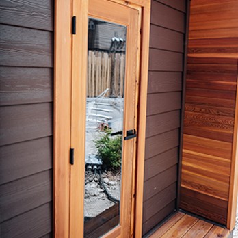 Outdoor Steam Cube Sauna CSA-595 Door and glass