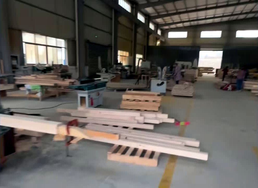 CSauna sauna production workshop with wood parts and factory floor