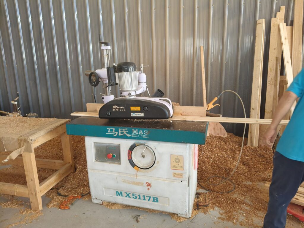Wood profiling equipment in the CSauna factory