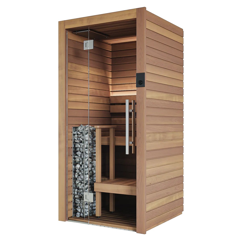 Narrow Indoor Sauna Cabin with Tower Stone Heater and Tiered Seats CSA-560 product view 2