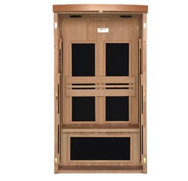 1 Person Indoor Infrared Sauna with Compact Corner Footprint CSA-197 Door and glass