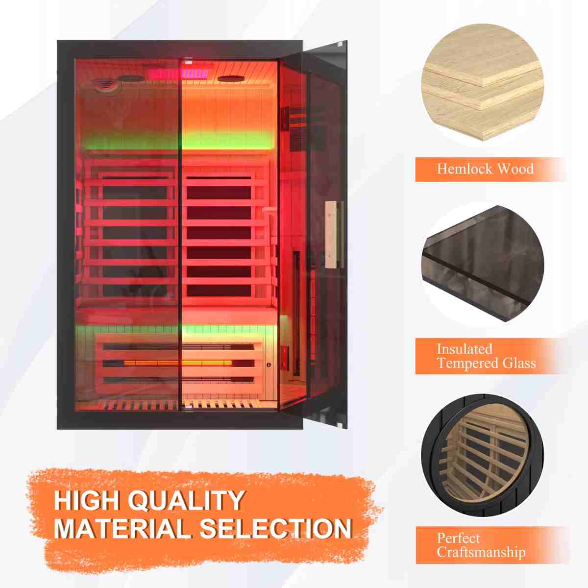 1 Person Solid Wood Far Infrared Sauna for Gym Spa CSA-378 Door and glass