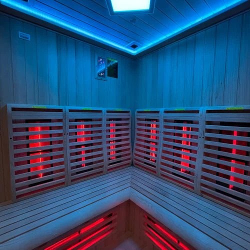 Corner Indoor Infrared Sauna Cabin with Wraparound Bench CSA-277 product view 2