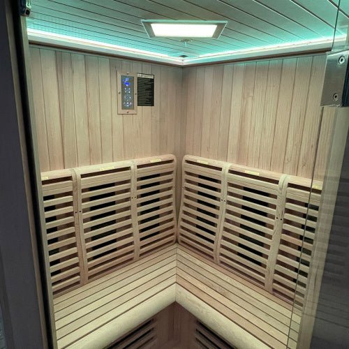 Corner Indoor Infrared Sauna Cabin with Wraparound Bench CSA-277 product view 5