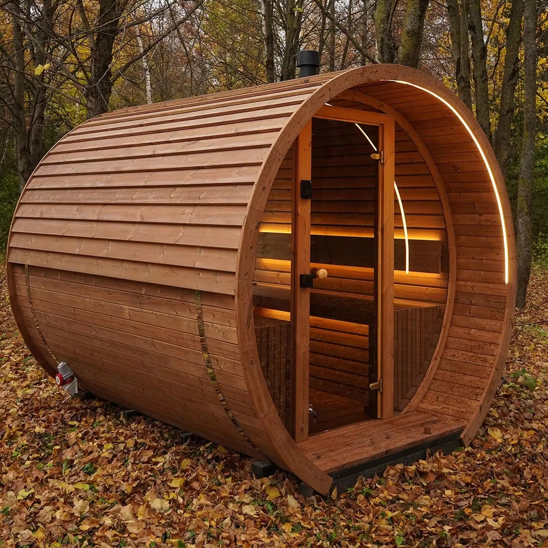 2-4 Person Outdoor Wooden Barrel Sauna for Compact Gardens CSA-447 Main view