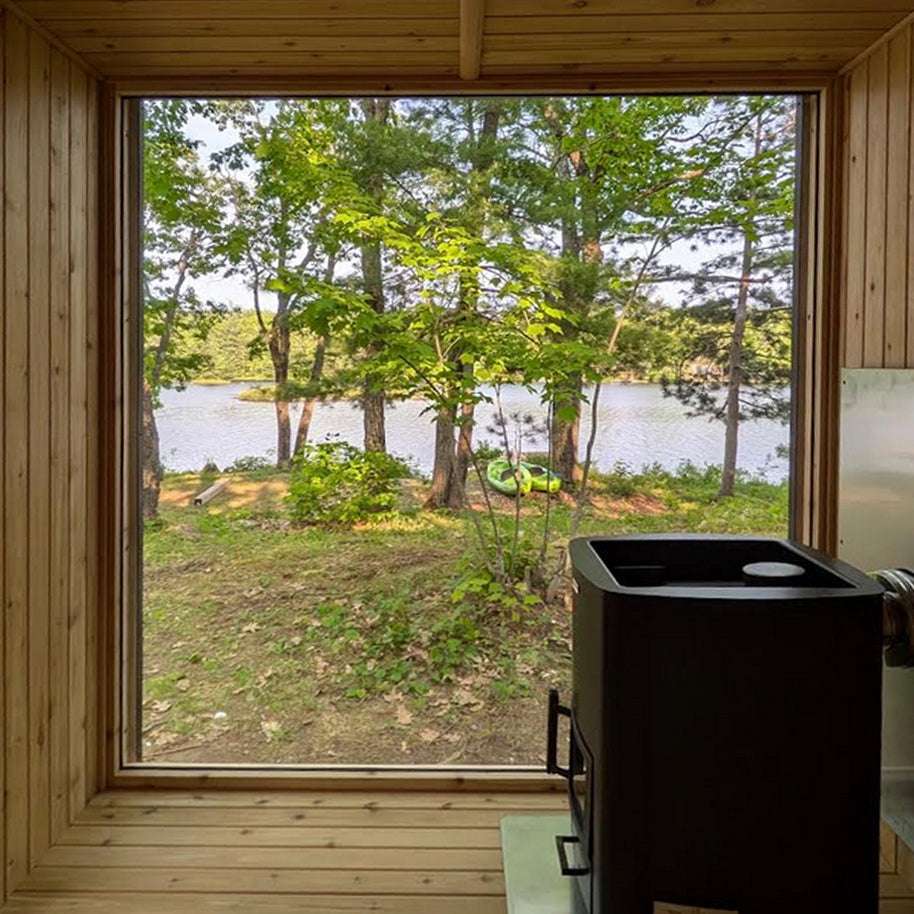2 Person Outdoor Wood Prefab Sauna Room Interior detail