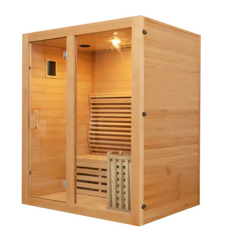 4-6 Person Indoor Sauna Room with Double-Layer Glass Door Interior detail