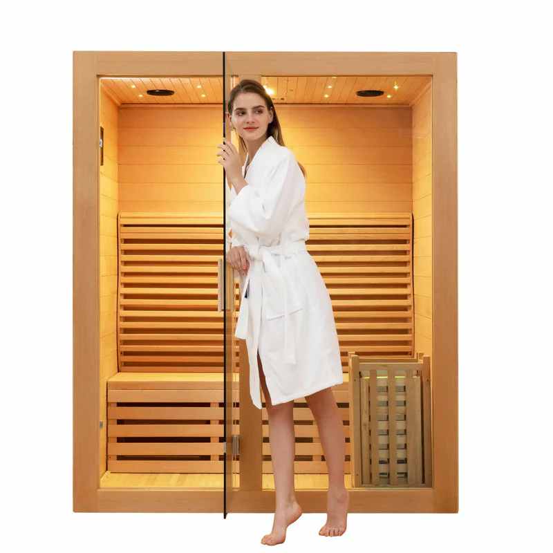 4-6 Person Indoor Sauna Room with Double-Layer Glass Door Door and glass