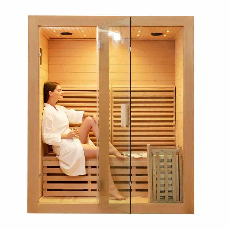4-6 Person Indoor Sauna Room with Double-Layer Glass Door Side profile