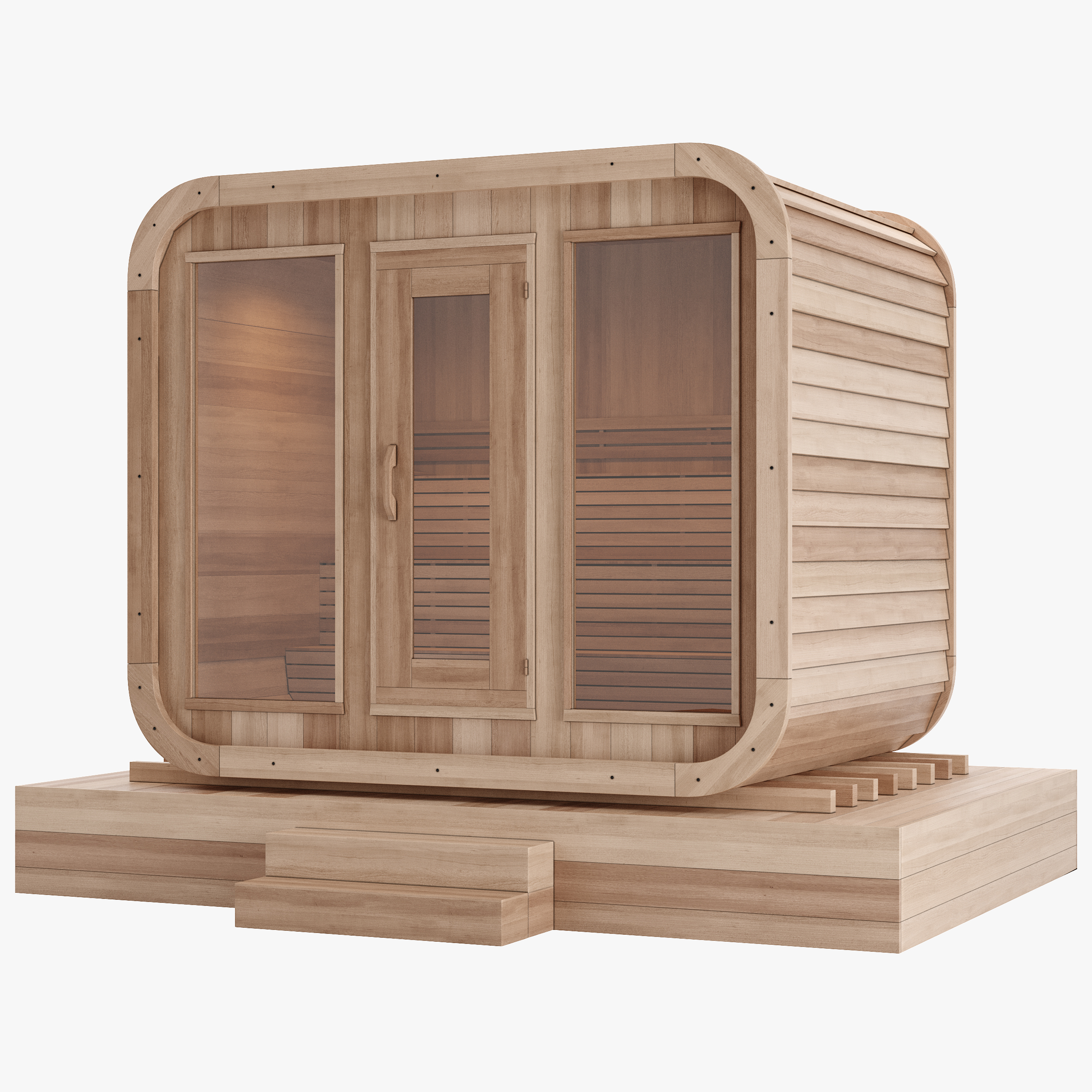 4 Person Garden Corner Large Steam High End Luxury Outdoor Sauna Home Combination Bath Shower Steam Wood Sauna Room Door and glass