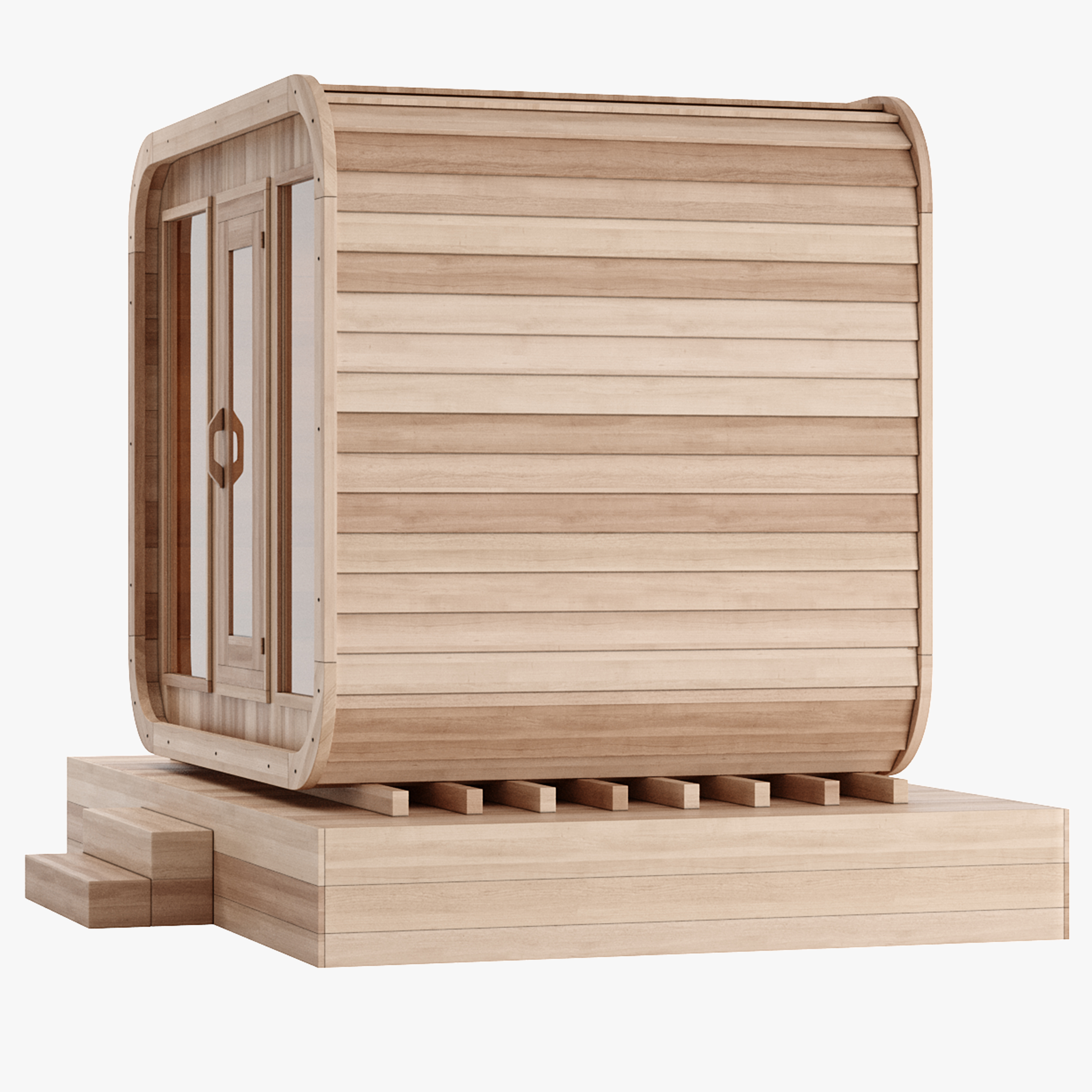 4 Person Garden Corner Large Steam High End Luxury Outdoor Sauna Home Combination Bath Shower Steam Wood Sauna Room Side profile