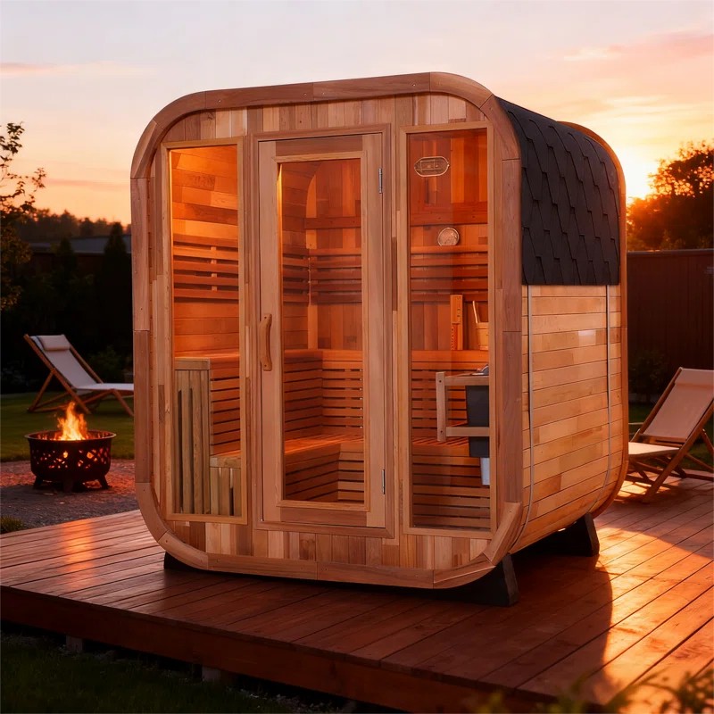 4 Person Small Outdoor Sauna Room for Backyard Use CSA-409 Exterior angle