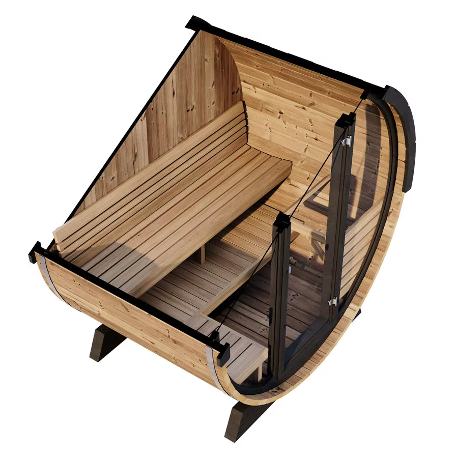 Round Outdoor Barrel Sauna with Full-Glass Front CSA-98 product image
