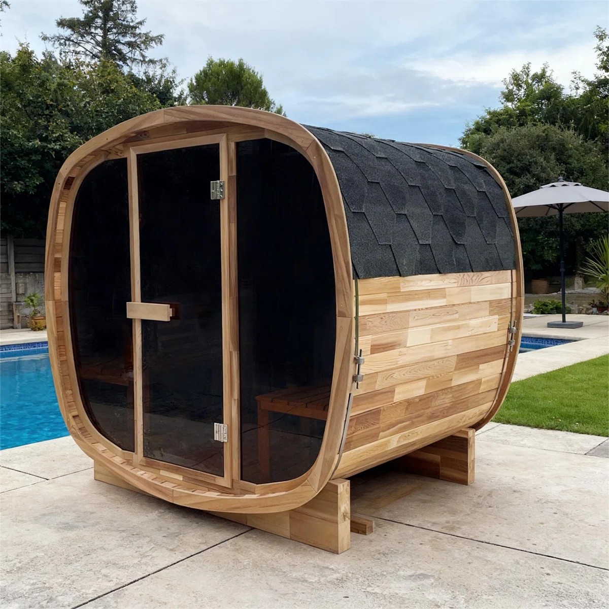 6 Person Resort Sauna Cabin with Large Outdoor Group Layout CSA-407 Interior detail