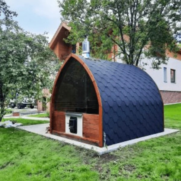4-6 Person Arched Igloo Outdoor Sauna with Open Porch CSA-258 Side profile
