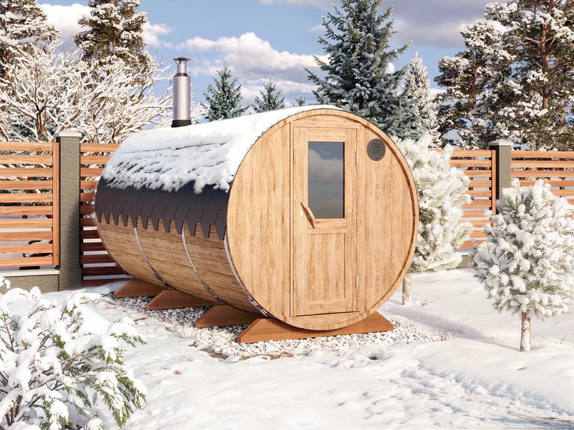 2 Person Wood Barrel Sauna Room CSA-417 Door and glass